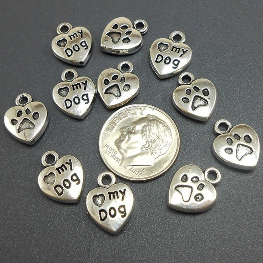 8pcs Love My Dog Heart Charms,‎ jewelry making supplies